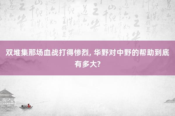 双堆集那场血战打得惨烈, 华野对中野的帮助到底有多大?