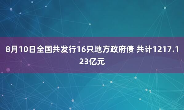 8月10日全国共发行16只地方政府债 共计1217.123亿元