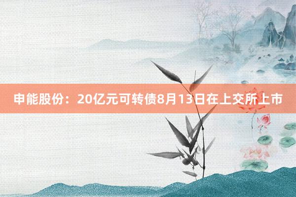 申能股份：20亿元可转债8月13日在上交所上市