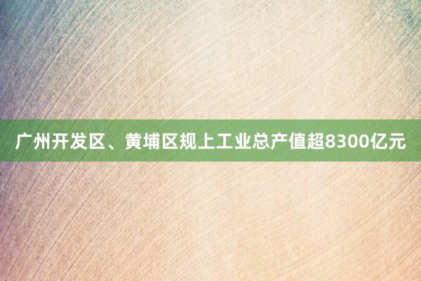 广州开发区、黄埔区规上工业总产值超8300亿元