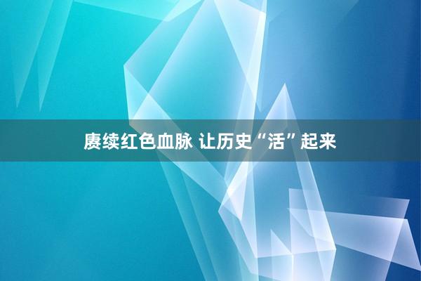 赓续红色血脉 让历史“活”起来