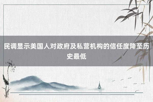 民调显示美国人对政府及私营机构的信任度降至历史最低