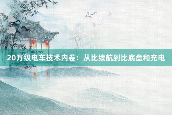 20万级电车技术内卷：从比续航到比底盘和充电