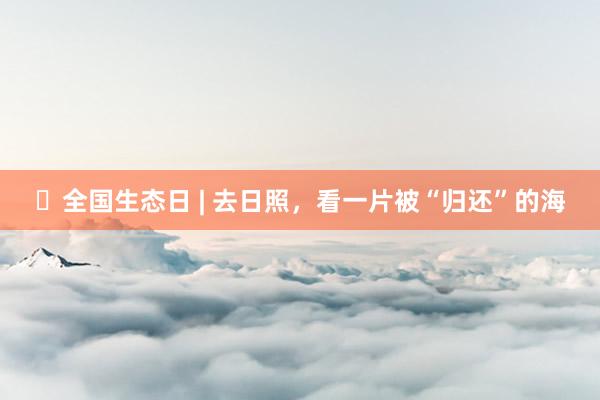 ​全国生态日 | 去日照，看一片被“归还”的海