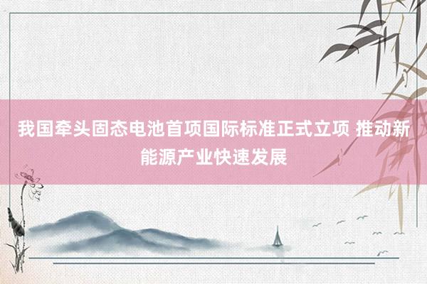我国牵头固态电池首项国际标准正式立项 推动新能源产业快速发展