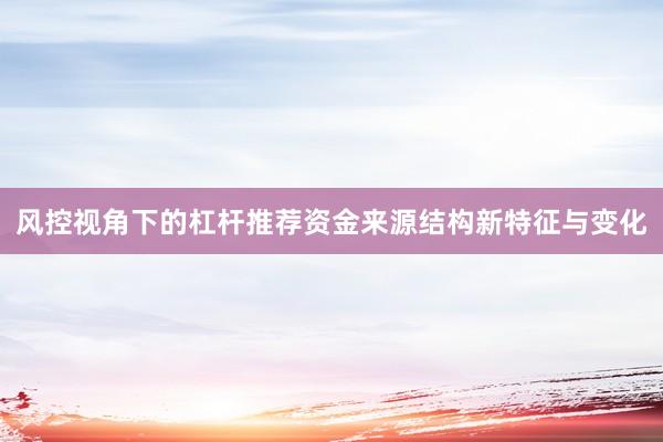 风控视角下的杠杆推荐资金来源结构新特征与变化