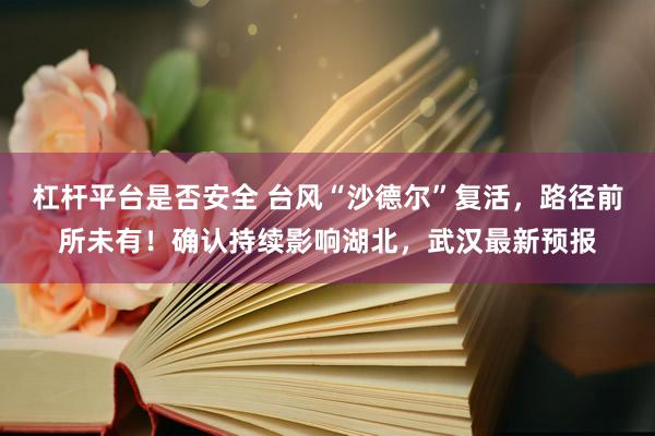 杠杆平台是否安全 台风“沙德尔”复活，路径前所未有！确认持续影响湖北，武汉最新预报