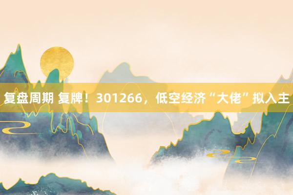 复盘周期 复牌！301266，低空经济“大佬”拟入主