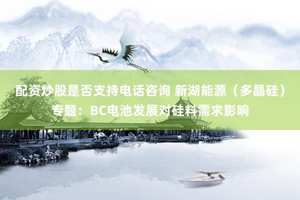 配资炒股是否支持电话咨询 新湖能源（多晶硅）专题：BC电池发展对硅料需求影响
