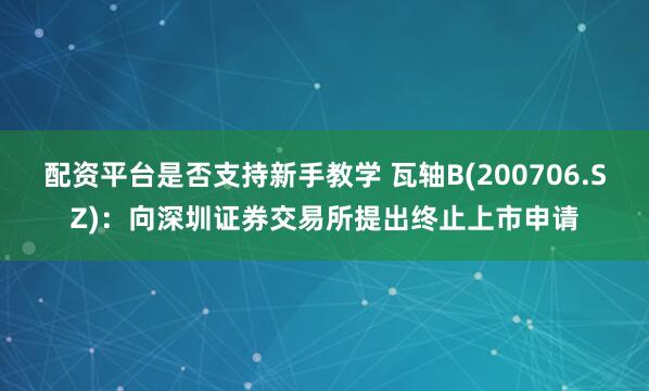 配资平台是否支持新手教学 瓦轴B(200706.SZ)：向深圳证券交易所提出终止上市申请