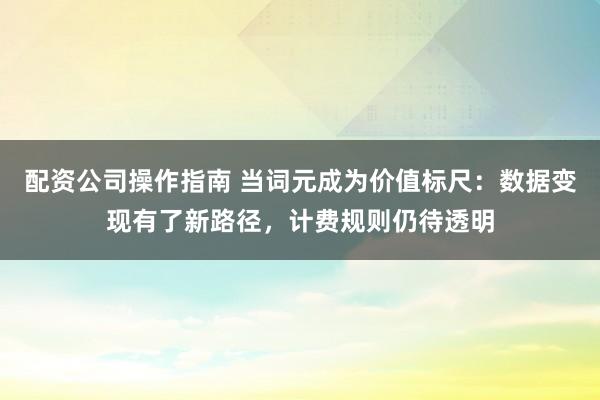 配资公司操作指南 当词元成为价值标尺：数据变现有了新路径，计费规则仍待透明