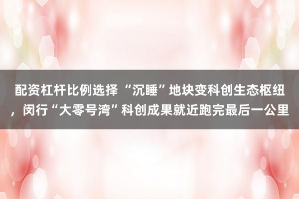 配资杠杆比例选择 “沉睡”地块变科创生态枢纽,闵行“大零号湾”科创成果就近跑完最后一公里